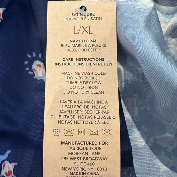 Morgan Lane Allie Robe Navy Floral Print- Size Large/XLarge - Picture 4 of 5